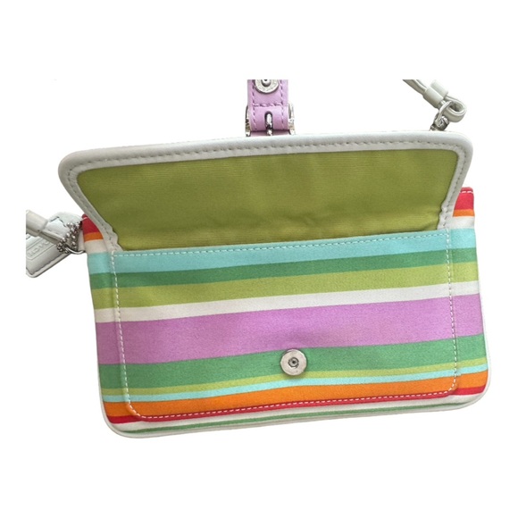 COACH Wristlet Purse Hampton Multi Color Striped Zipper & Snap Closure . - Picture 5 of 5